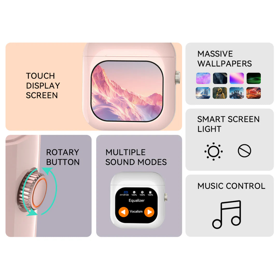 Casti Wireless Bluetooth cu Control Touch si Ecran LCD