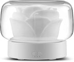 Umidificator pentru camera in forma de trandafir 400ml, lumina de noapte Led in 7 Culori, Alb