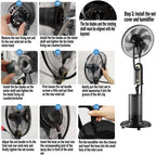 Ventilator electric cu umidificator 4L, telecomanda si motor cupru – 130 cm, 16 inch, 3 viteze