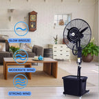 Ventilator industrial cu rezervor apa 40 litri, diametru 55cm, putere 160 W – 3 trepte