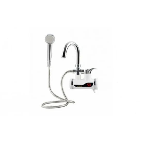 Robinet electric apă caldă instant, 3000W, cu duș și furtun, afișaj LCD, montaj perete, IPX4