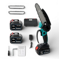 Mini drujbă electrică fără fir 6 inch, 48V, 2 acumulatori Li-Ion, set complet cu lanț și accesorii