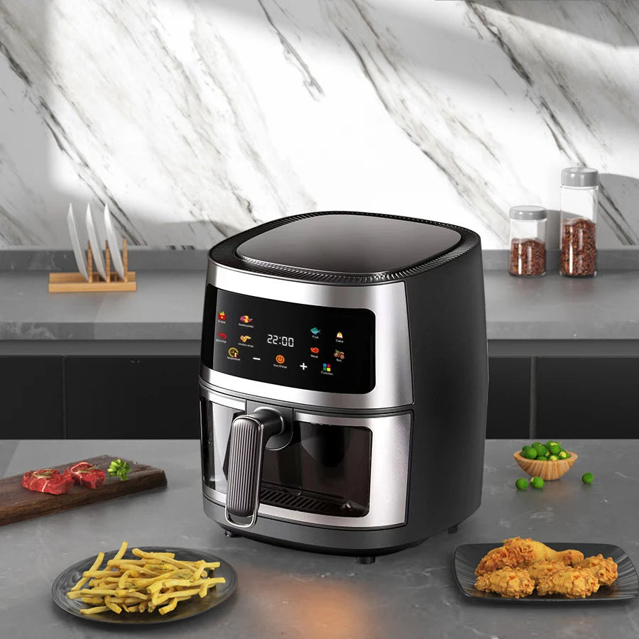 Air Fryer 10L, 2400 W, afisaj digital LCD color, Touch control, otel inoxidabil