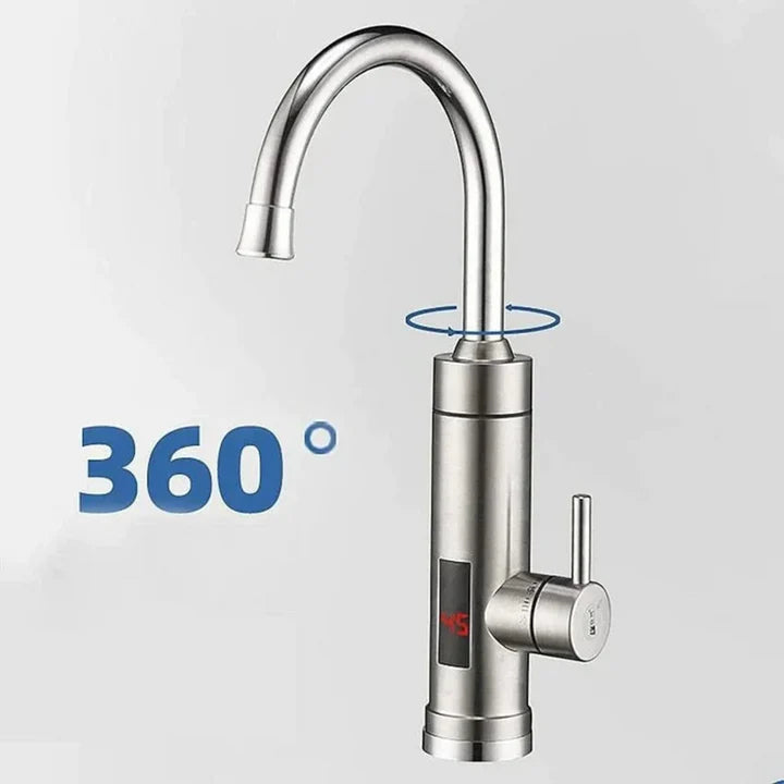 Robinet electric apă caldă instant din inox, 3000W, afișaj digital, rotire 360°, IPX4