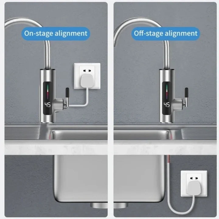 Robinet electric apă caldă instant din inox, 3000W, afișaj digital, rotire 360°, IPX4