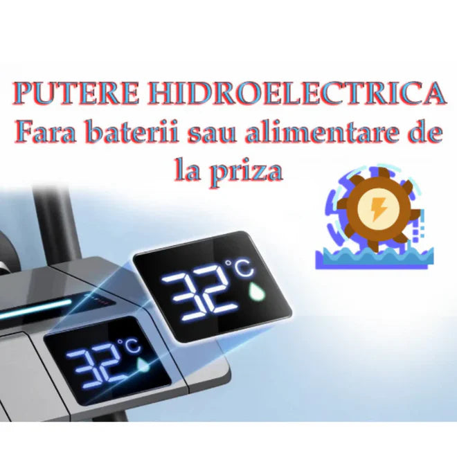 Set de dus cu afisaj LED si control termostatic, 4 moduri de pulverizare, sistem cu aer, din inox