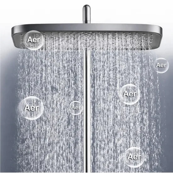 Set de dus cu afisaj LED si control termostatic, 4 moduri de pulverizare, sistem cu aer, din inox
