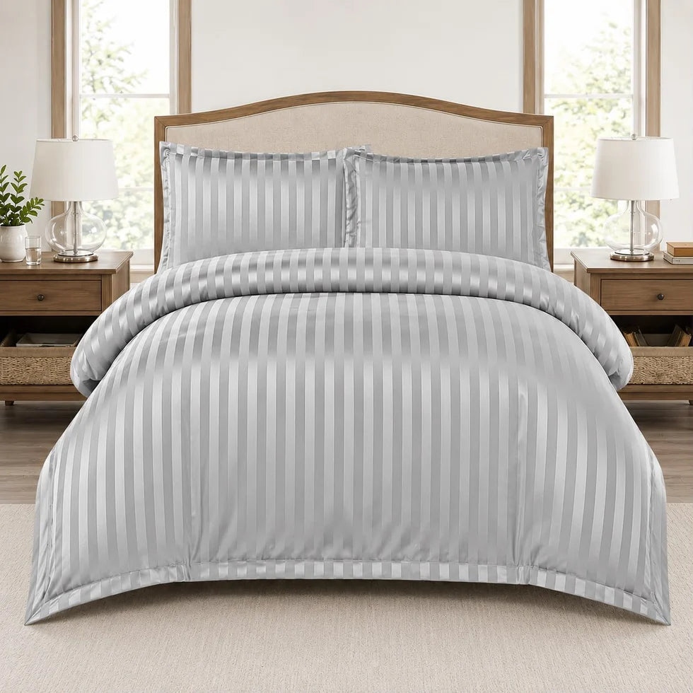 Lenjerie de pat Damasc Hotelier -cu elastic - 6 piese