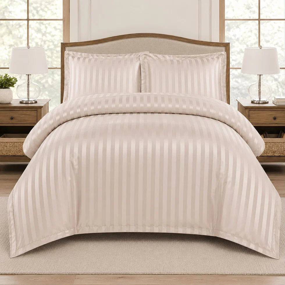 Lenjerie de pat Damasc Hotelier -cu elastic - 6 piese
