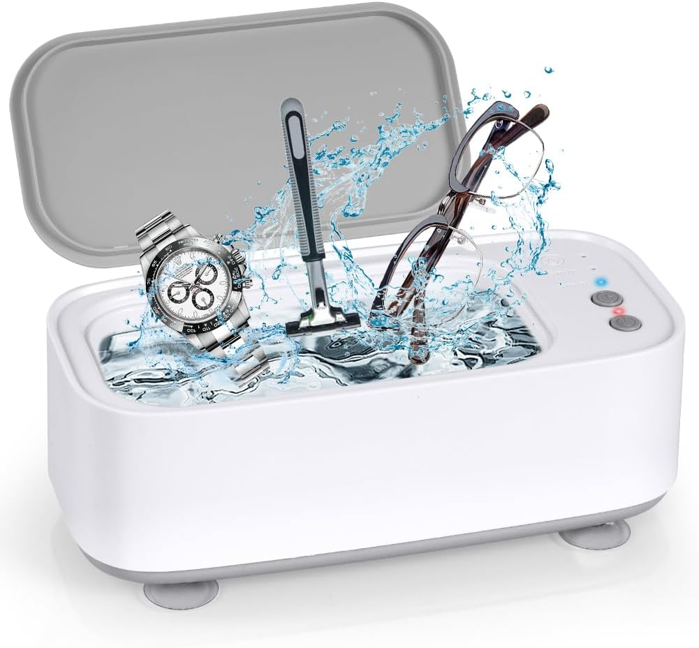 Curatator avansat cu ultrasunete pentru cosmetice, bijuterii, ochelari, portabil, sterilizeaza si dezinfecteaza, plastic si otel inoxidabil, 600 ml