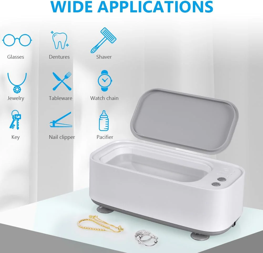 Curatator avansat cu ultrasunete pentru cosmetice, bijuterii, ochelari, portabil, sterilizeaza si dezinfecteaza, plastic si otel inoxidabil, 600 ml