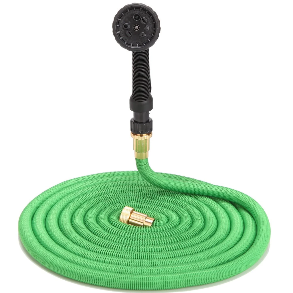 Furtun extensibil pentru gradina, racord metalic, cu cap de udat