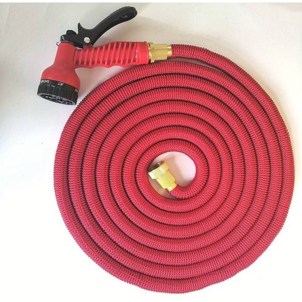 Furtun extensibil pentru gradina, racord metalic, cu cap de udat