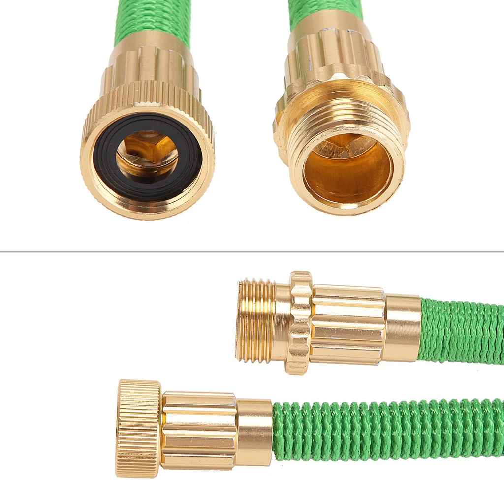 Furtun extensibil pentru gradina, racord metalic, cu cap de udat