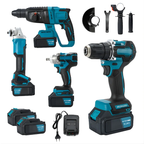 Trusa 4 piese cu acumulator, autofiletanta, rotopercutor, polizor unghiular, bormasina