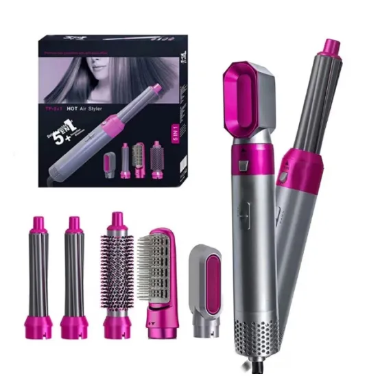 Set modelator de par Multistyler Airwrap Hot Air Styler 5 in 1, ondulator, uscator, accesorii