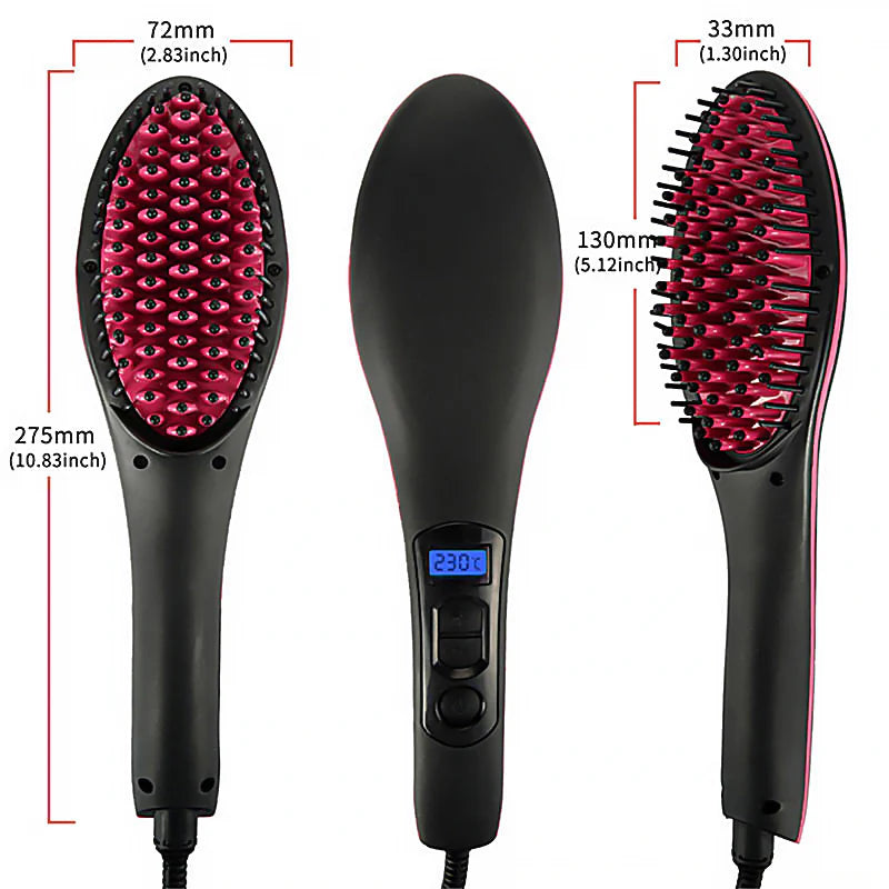 Perie electrica pentru indreptarea parului, cu ecran LCD, Straight Brush, Roz