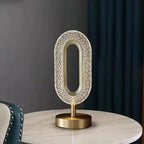 Lampă LED Cristal, Lumina Ambientală 3 Culori, Control Touch, Reîncărcabilă USB, Portabilă, Auriu