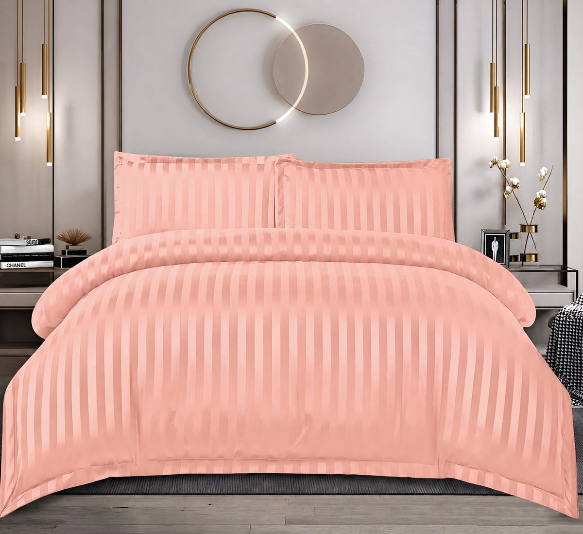 Lenjerie de pat Damasc Hotelier -cu elastic - 4 piese